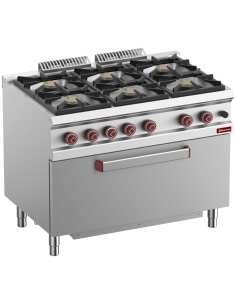 Fourneau 6 feux vifs, four maxi gaz 1 grande porte