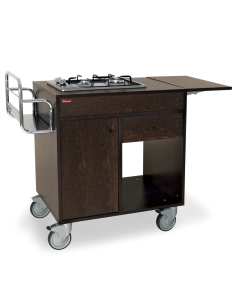 Chariot de flambage, 2 feux gaz, "Wengé", roues 2 avec freins