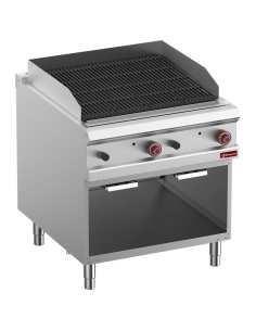 Grill pierre de lave, module 1/1, grille "2 faces" en fonte, armoire ouverte