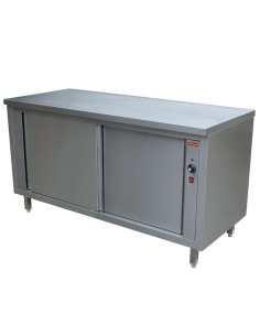 Table armoire chauffante, portes coulissantes "traversante centrale"