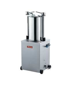 Poussoir hydraulique vertical en inox, 25 litres sur roues