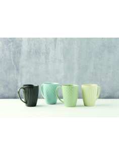 Tasse à poignée en porcelaine vert sauge 400ml - Lot de 6