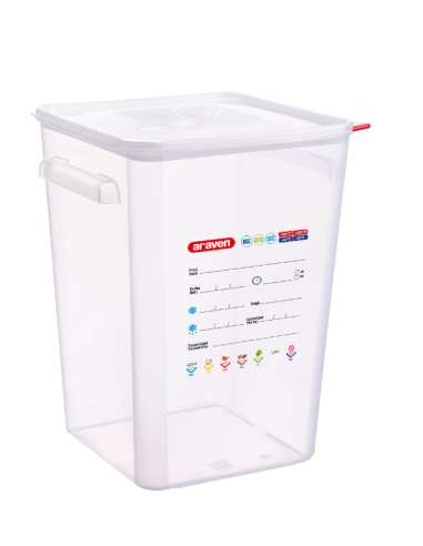 Bac carré à couvercle pp 22l transparent