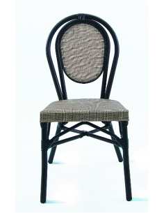 Chaise rotin beige noir
