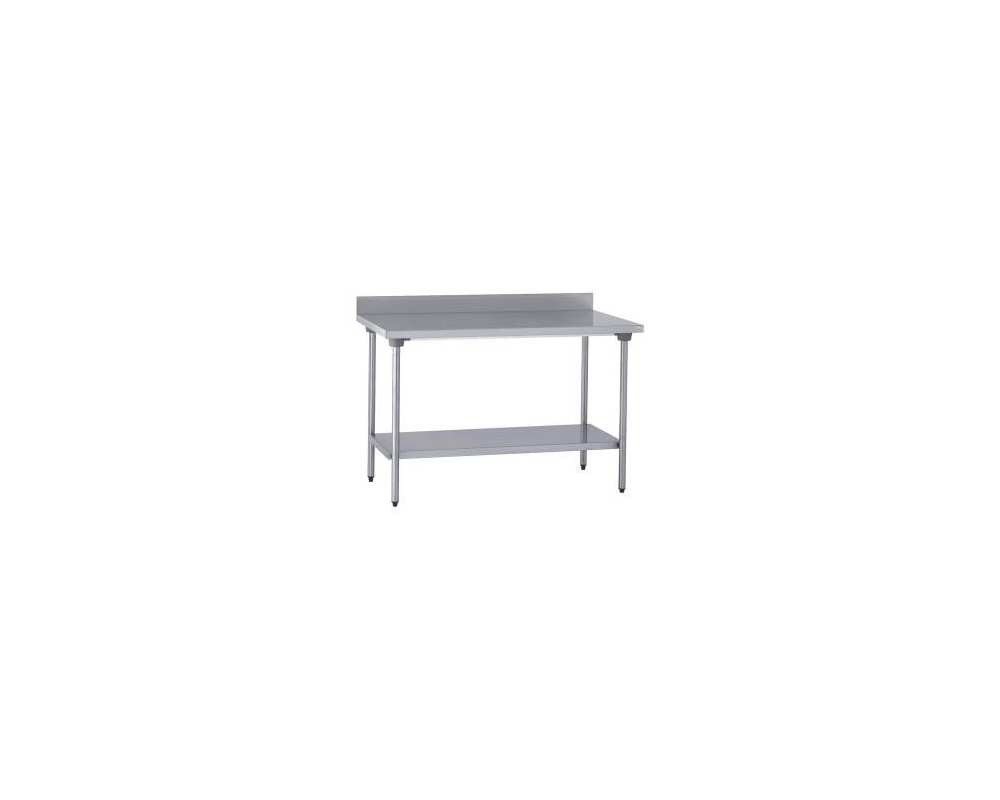 Table inox professionnel adossée 1600x700 avec étagère