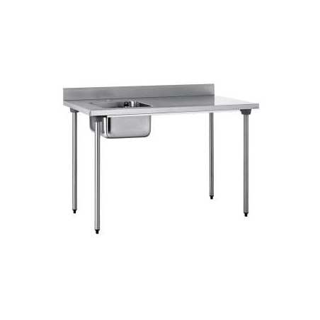 Table adossée - Bac gauche 1400x700x900mm