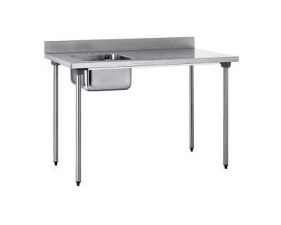 Table adossée - Bac gauche + étagère 1600x700x900mm