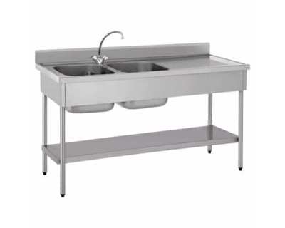 Table - 2 bacs 600x600 mm - Avec étagère