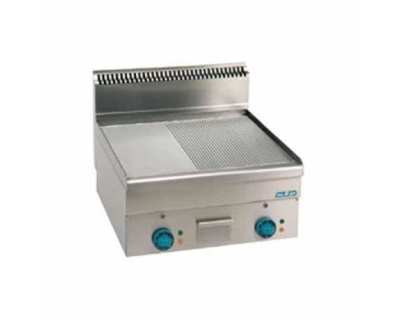 Plaque à snacker électrique 1/2 lisse et 1/2 rainurée large MBM