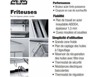 Friteuse professionnelle MBM à gaz 12 litres commande électromécanique 2