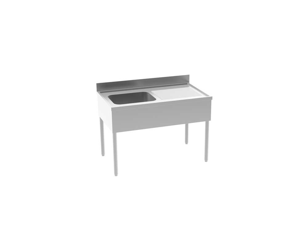 Plonge inox pro 1 bac à gauche 1400x700x850 sans étagère
