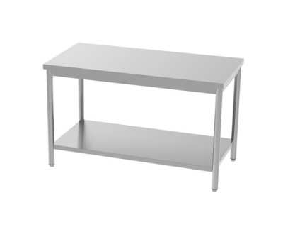 Table inox professionnelle centrale avec étagère 1200x700