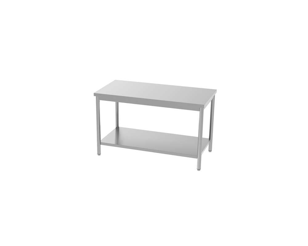 Tables inox professionnel centrale avec étagère 1800x700