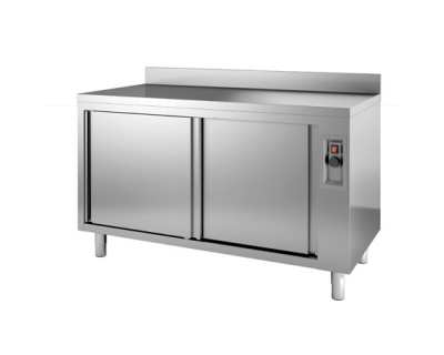 Meuble bas adossé chauffant portes coulissantes vérins ronds 1600x700