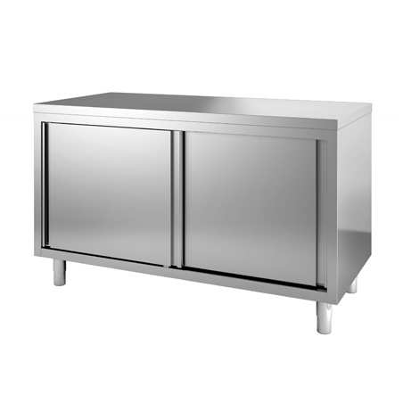 Meuble cuisine inox 1200x700 bas centrale portes coulissantes