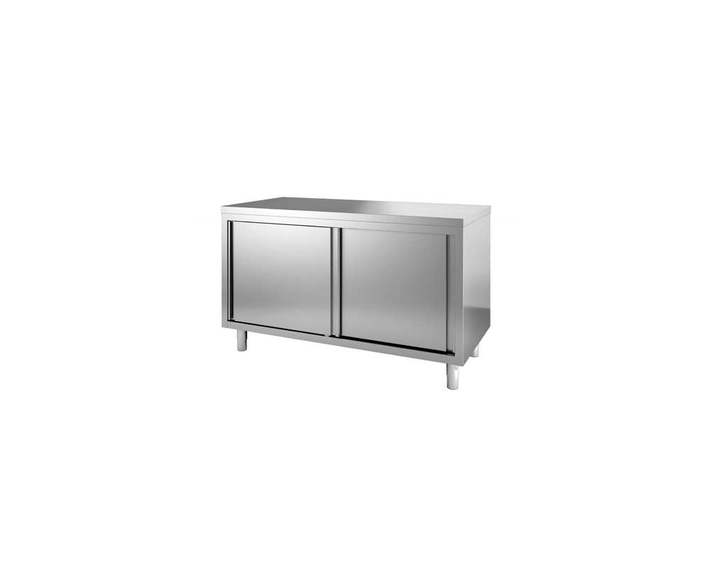 Meuble de cuisine en inox 1600x700 bas centrale portes coulissantes