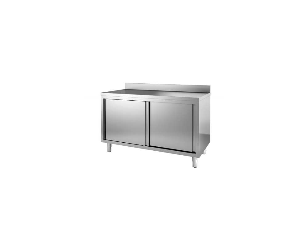 Meuble cuisine inox 1800x700 bas adossé portes coulissantes