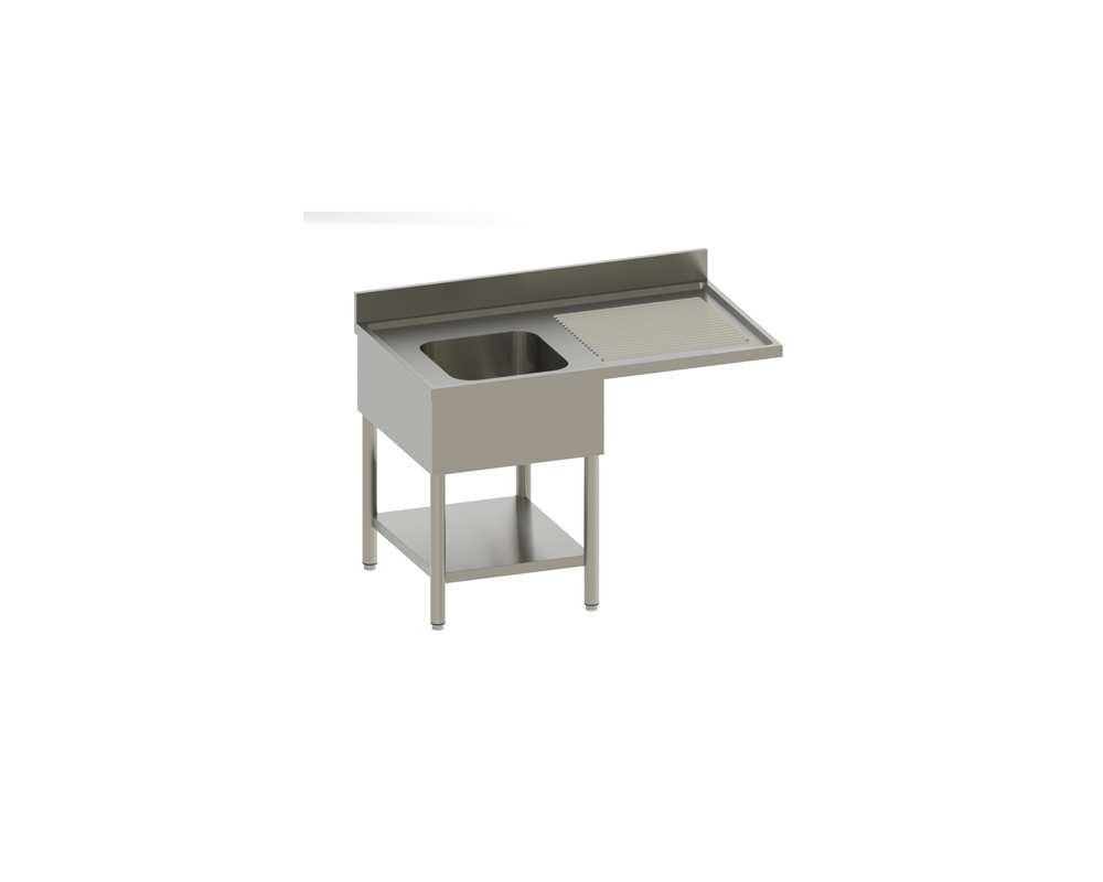 Plonge professionnelle inox 1 bac égouttoir à gauche 1200x700