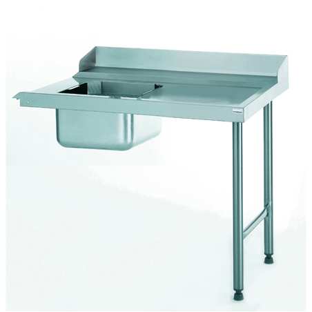 Table d'entrée à gauche avec plage et dosseret avec bac 1100x760