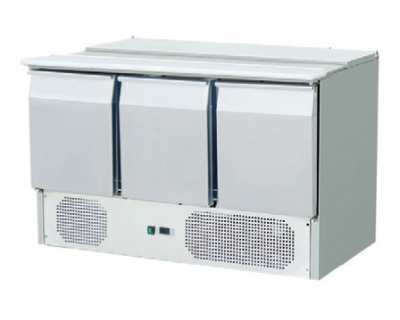 Saladette vitrine réfrigérée 3 portes 368L inox