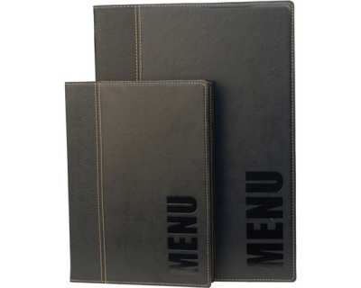 Protège menu tendance A4 simili cuir noir