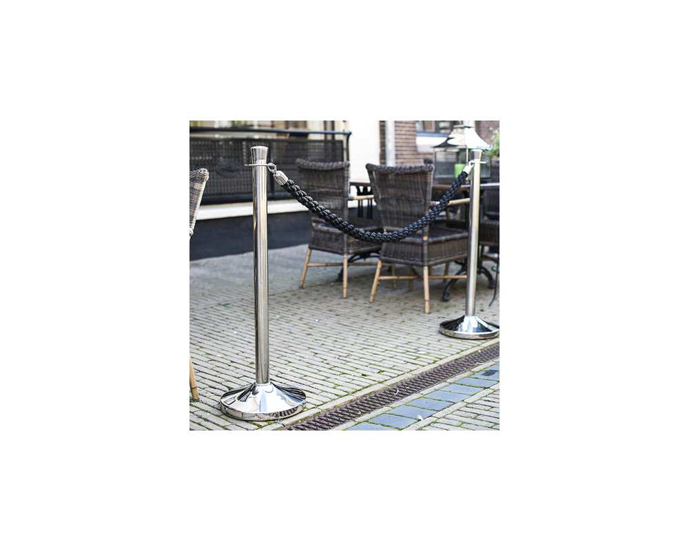Lot de 2 Poteaux d'accueil Ht 1000mm tête plate chromé