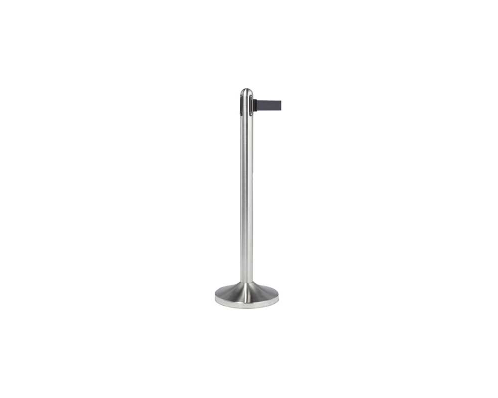 Poteau accueil à bande rétractable noire Lg2100 Ht1200