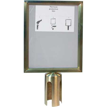 Porte affiche format A4 doré poteau tête plate