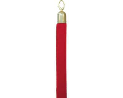 Corde tressé rouge embout or Lg 1,5m poteau accueil