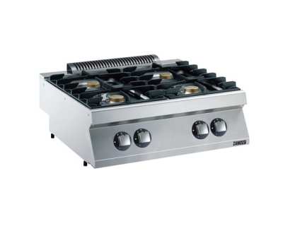 Fourneau professionnel 4 feux vifs top 800 mm