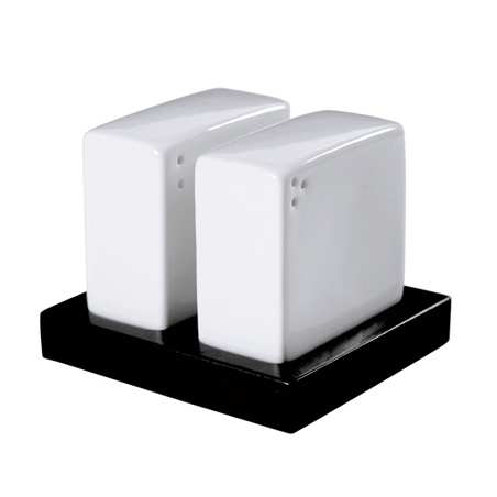 Lot de 6 Salière + poivrière + plateau Brasilia 8,5x8x1,2cm