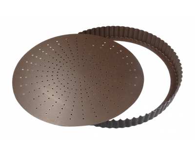 Tourtière/moule à tarte perforée- anti-adhérent - fond mobile - diamètre 32 cm hauteur 28mm