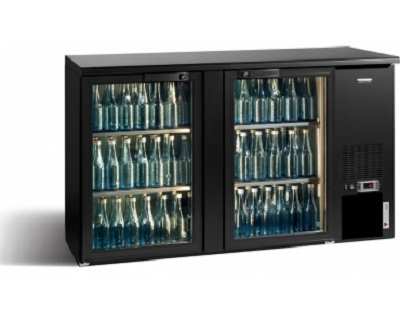 Arrière bar réfrigéré déclassé 2 portes vitrées anthracite 325 litres