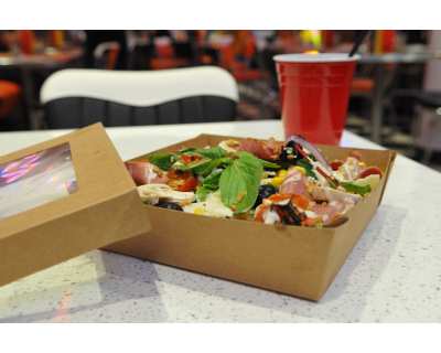 Boite salade couvercle fenêtre kraft brun 16 / 160x160x50mm - par 480