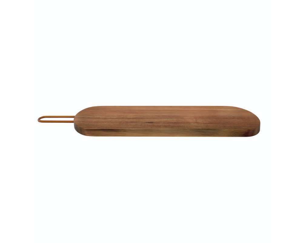 Point-virgule planche en bois d'acacia avec poignée en cuivre 60x12x2cm