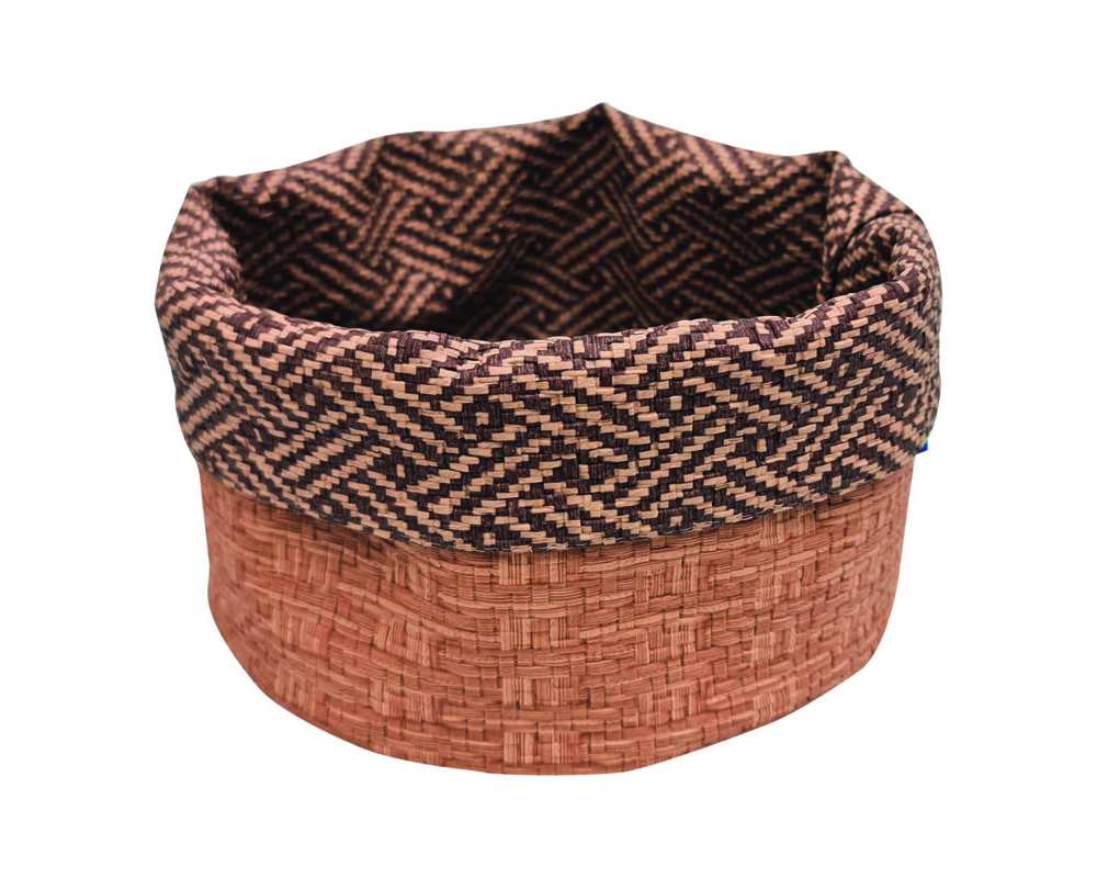Panière à pain ronde d15 osier camel/camel-vanille