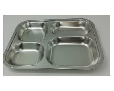 Plateau 4 compartiments inox 24x17x3.3 cm - Lot de 6