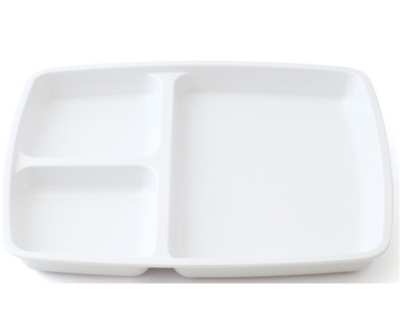 Plateau à 3 compartiments mélaminé blanche - Lot de 6